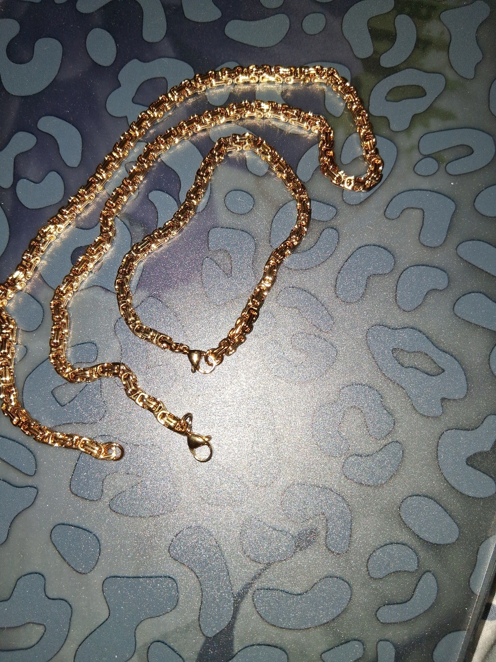 Gold-Tone Women's Chain Necklace and Bracelet Set